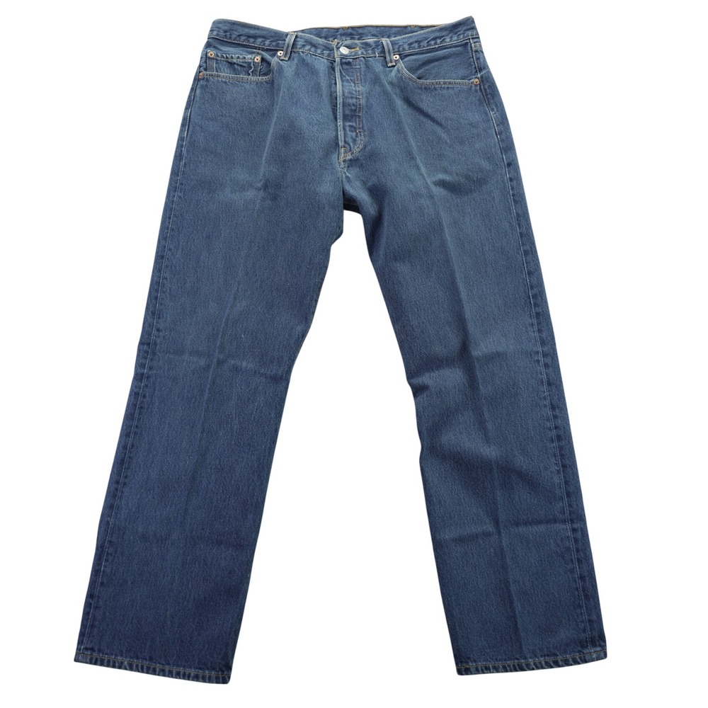 Levis 501 Vintage Mens Blue Denim Straight Leg Button Fly Jeans 38x32 2004 - Picture 2 of 13